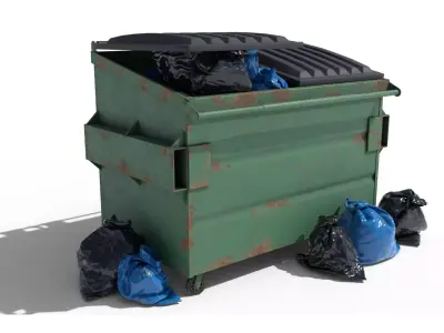 Garbage Dumpster with Bags 3D model