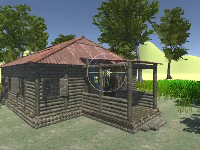 Game asset old house model Low-poly 3D model