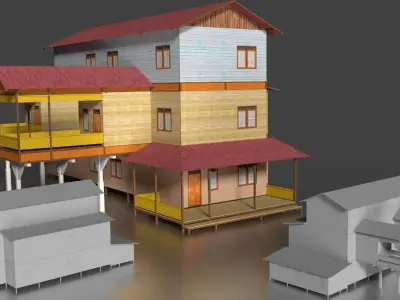 Rumah Kayu Panggung Tingkat 011-020 FBX 3D model