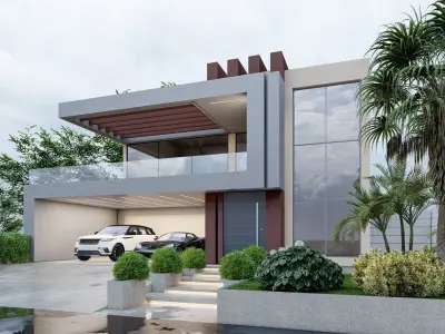 Modern Villa Modeled in SketchUp and Rendered with Lumion  3D model