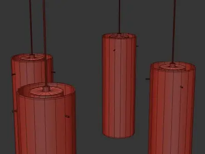 Plafond 4 three light pendant in brass 3D model