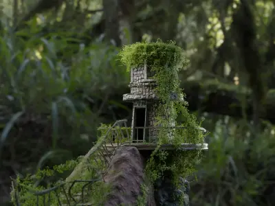 old Watch Tower in woods Low-poly 3D model