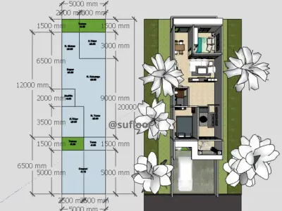 House 12x14m code 404 - Sketchup 3D model