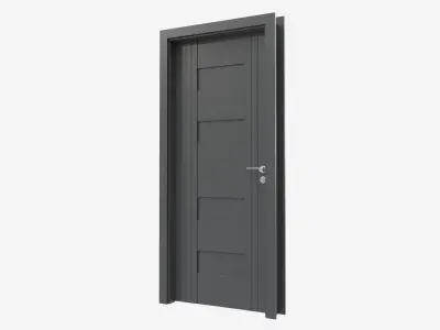 Modern Wooden Interior Door with Furniture 009 3D model
