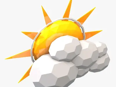 Sun and Clouds Low Poly 3D model
