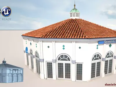 Building by the sea Low-poly 3D model