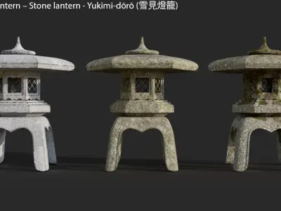  Stone lantern - Yukimidoro 3D model