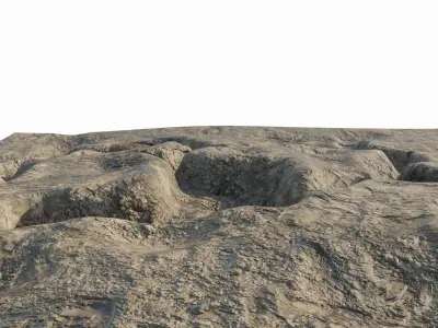 Abandoned WW1 battlefield Low-poly 3D model