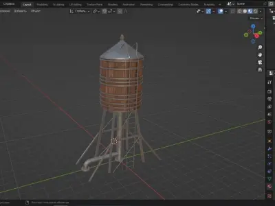 Water tower 3D Model Low-poly 3D model