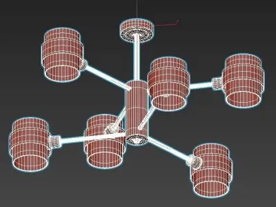 Eurosvet-70127 six light chandelier in copper and glass 3D model