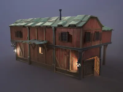 Stylized farmhouse  Low-poly 3D model