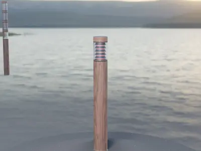 Light Column made of wood 16 - Low-Poly Street-Light Set-9 Low-poly 3D model