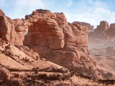 Desert Sandstone Cliffs and Rocks Modular UE Low-poly 3D model