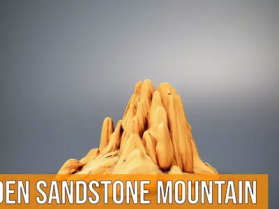 Golden Sandstone Mountain model pack Low-poly 3D model