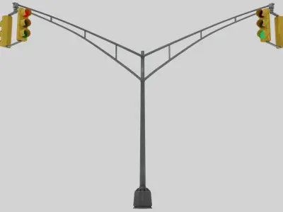 Traffic Light with Pole Low-poly 3D model