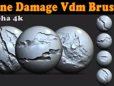 Stone Damage VDM Brushes with Alpha 3D model