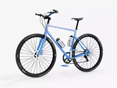 Gravel Bike Blue Gradient Frame with Bar Ends Royalty-Free Brand 3D model