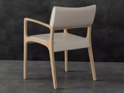 Anna two armchairs with wooden frame 3D model