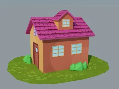 Low Poly House with roof Low-poly 3D model
