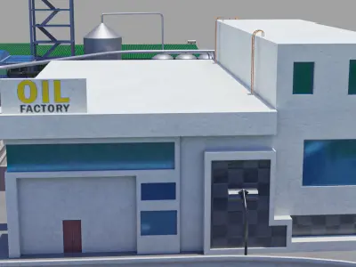 Factory Warehouse Exterior and Interior Low-poly 3D model