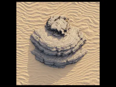 High-Poly Sandy Rock Formation Landscape Model Low-poly 3D model
