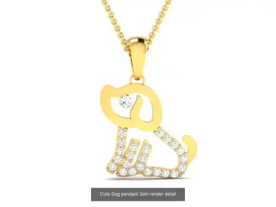 13 Dog Charm Necklace Pendant 3dm stl renders details 3D Model Pack