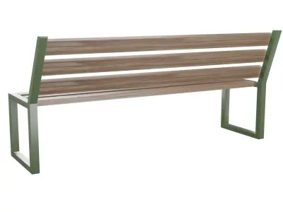Outdoor Street Wood Bank Free low-poly 3D model