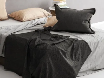 Bedroom set suspension bridge in mist - canvas 3D model