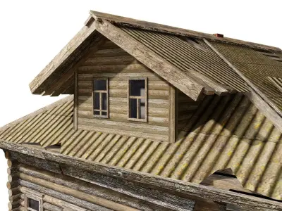 Wooden village old raw house da1 Low-poly 3D model
