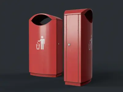 Street Trash Can 11 PBR Game Ready Low-poly 3D model