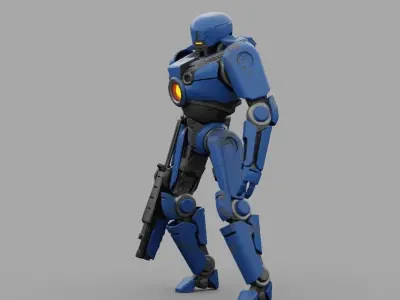 Cyborg cop  rigged 3D model