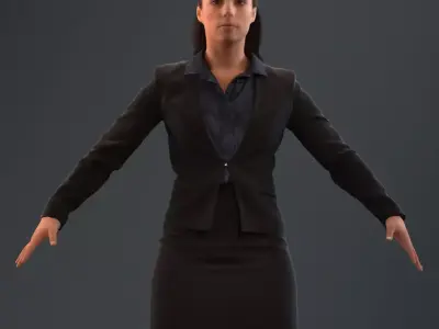 Rigged 3D woman in business attire Low-poly 3D model