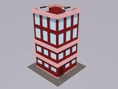 Cartoon House Low-poly 3D model 19