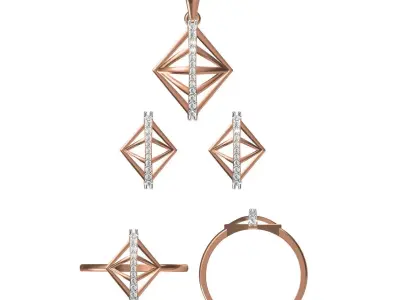 Light wt Ring Earrings Pendant set 3dm stl 1-render details 3D print model 39