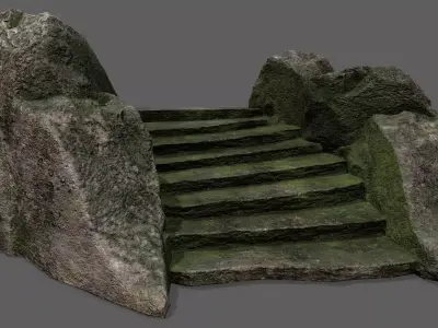 Stairs set of made out of rocks Low-poly 3D model buy