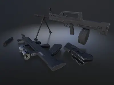 QBZ 95 QBB95 QBZ95B pack  Low-poly 3D model