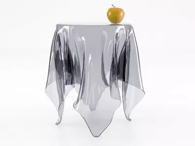Illusion transparent table with apple on top 3D model