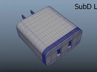 USB Power Adapter 2 Slot 3D model