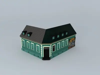 Cafe House Europe Low-poly 3D model