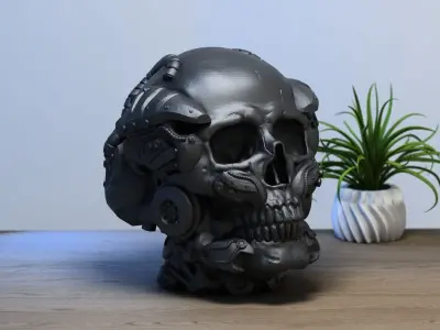 Robot Skull Headphone Stand Cyborg Headset Stand  3D print model