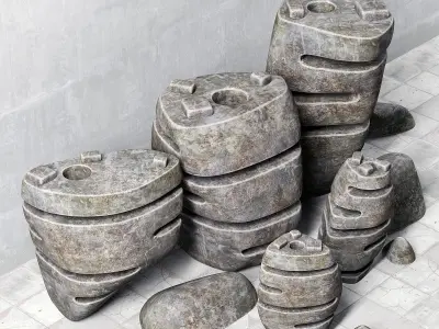 Stone street light decor 3D model