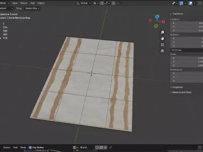 Hand-Knotted Geometric Moroccan Shag Rug - Xavier Series Low-poly 3D model