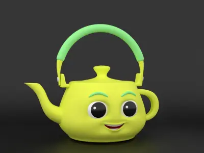 Stylized 3D Cartoon Teapot Low-poly 3D model