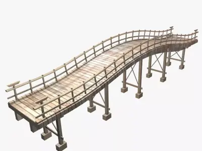 wooden bridge 3D model