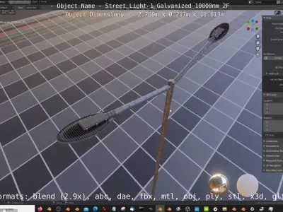 Street Light 1 Galvanized 10000mm 2F Low-poly 3D model