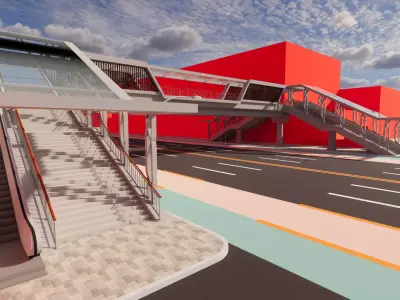 Pedestrian Bridge -A6 3D model