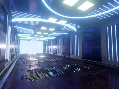 Scifi Corridor 3D model buy