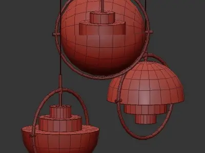 MULTI-LITE three circular pendant lights hanging 3D model