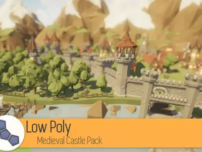 Low Poly Medieval Castle Pack Low-poly 3D model