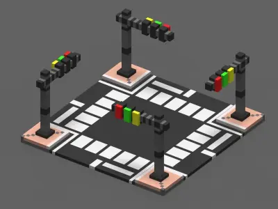 Road Voxel - 4 Low-poly 3D model